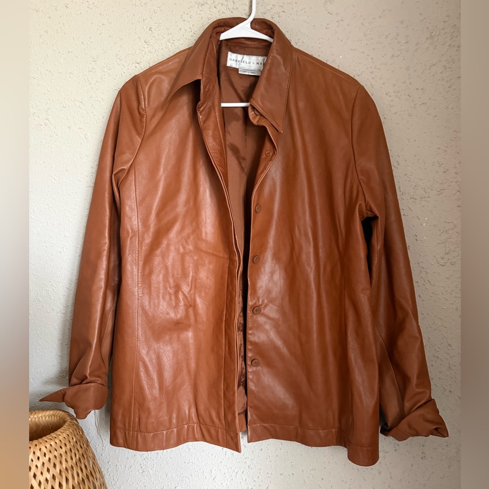 Vintage Brown Leather Button Up